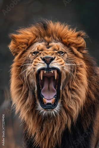 Full face lion - Face of a roaring lion close up © Анна Лепеха