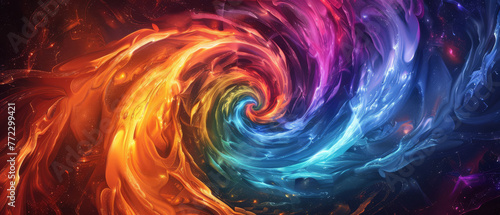 Hypnotic spiral tunnel in radiant colors, contrasted with night