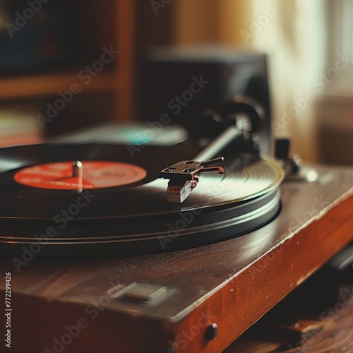a record player with a record on it