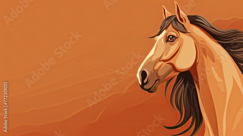 vector illustration of a horse on a brown background  copy space