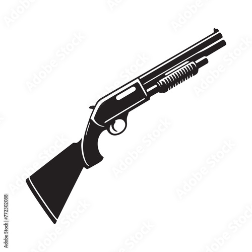 Aesthetic Appeal: Stunning Shotgun Silhouette, Illustrated with Shotgun Illustration - Minimallest Shotgun Vector
