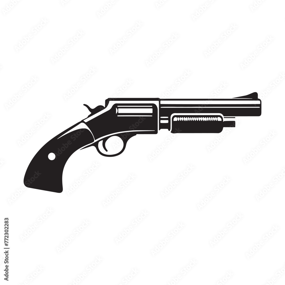 Creative Flair: Dynamic Shotgun Silhouette, Presented with Shotgun Illustration - Minimallest Shotgun Vector
