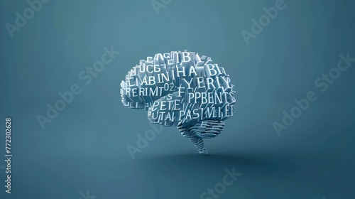 Brain Shaped Typography Illustrating Artificial Language Processing and Neural Network Concepts photo