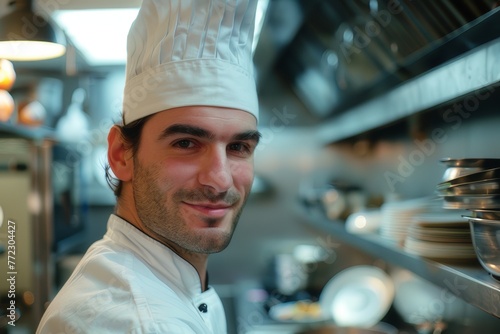 Portrait of professional chef in restaurant kitchen