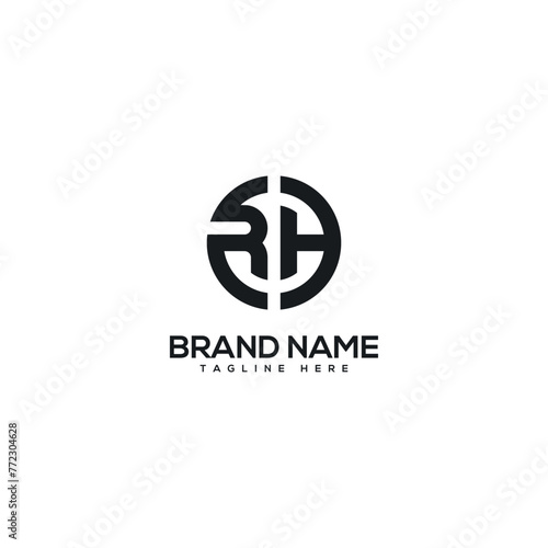 Alphabet monogram letter RH HR logo design template, Initial vector symbol.