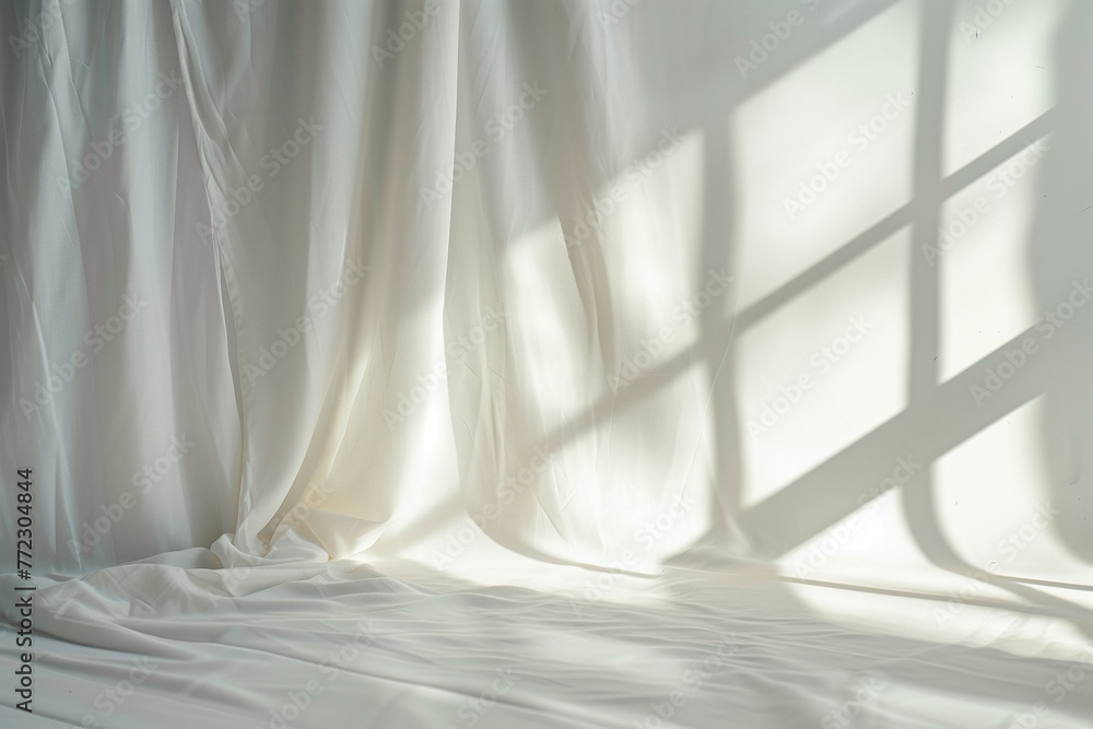 Backlit window with curtains in minimal empty room. Backlit window with curtains in minimal empty room.