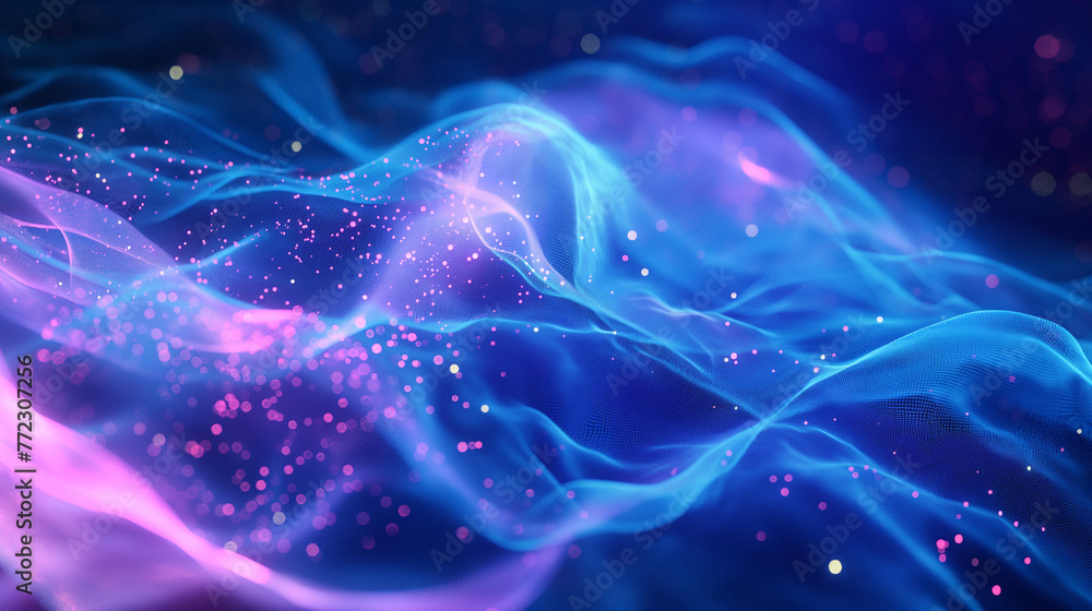 Digital Aurora Borealis: Ethereal Data Streams & Connectivity in Vivid Electric Blues, Purples, Pinks - A Fusion of Natural Beauty & Digital Innovation Capturing the Essence of Digital Communication