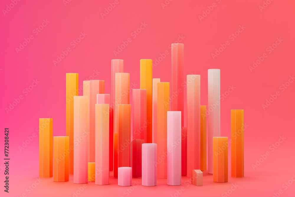 Colorful Business Growth Chart with 3D Graph and Financial Statistics Illustration