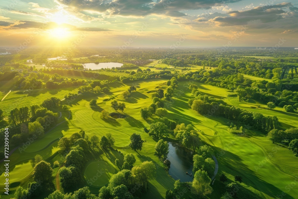 aerial view of a beautiful golf course