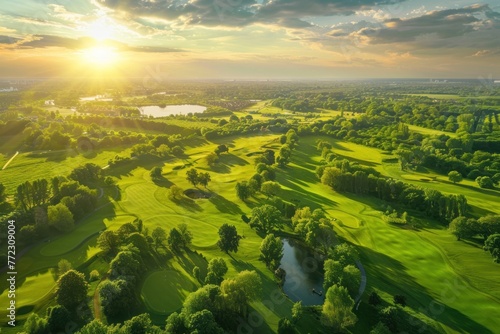 aerial view of a beautiful golf course photo