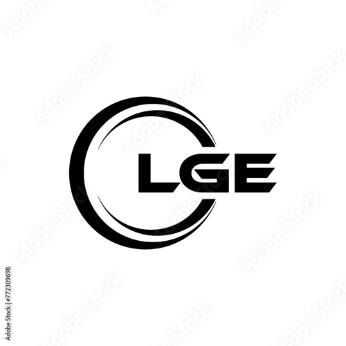 LGE letter logo design in illustration. Vector logo, calligraphy designs for logo, Poster, Invitation, etc. photo