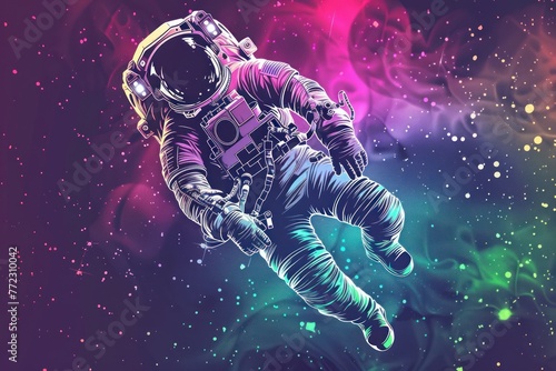 Astronaut in space with universe background in pastel colors © Anna