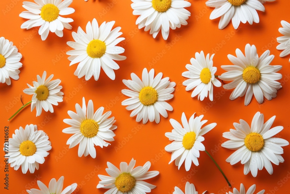 Beautiful daisies on orange background Beautiful daisies on orange background