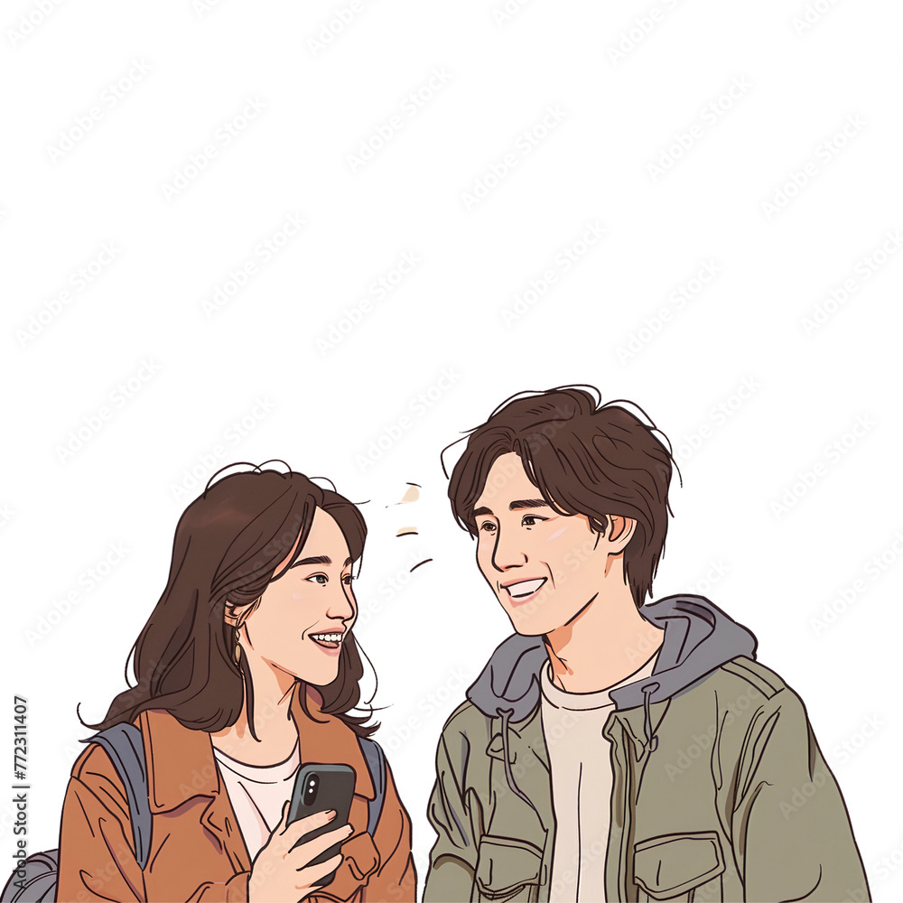 couple talking with smile face couple talking with smile face