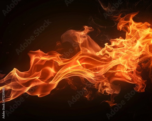 A fiery orange and red flame dancing on a dark background