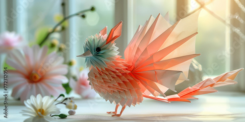 Pastel origami animals come to life, prancing and fluttering around a room bathed in the soft glow of dawn