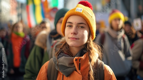 Woman Wearing Yellow Hat and Scarf