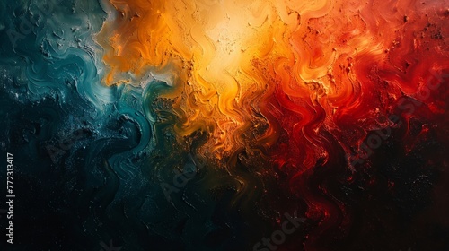 fiery reds oranges to cool blues greens abstract wallpaper oil paint texture