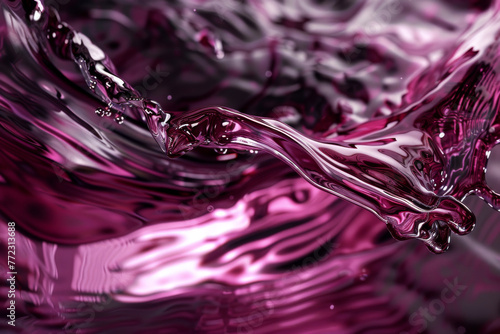 A splash of purple liquid with a wave-like pattern. Concept of movement and fluidity, as if the liquid is in motion. The color purple adds a sense of depth and richness to the scene