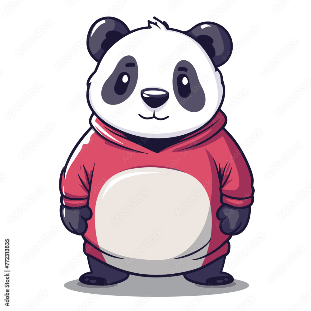 Panda in a red sweater on a white background, vector illustration. Panda in a red sweater on a white background, vector illustration.