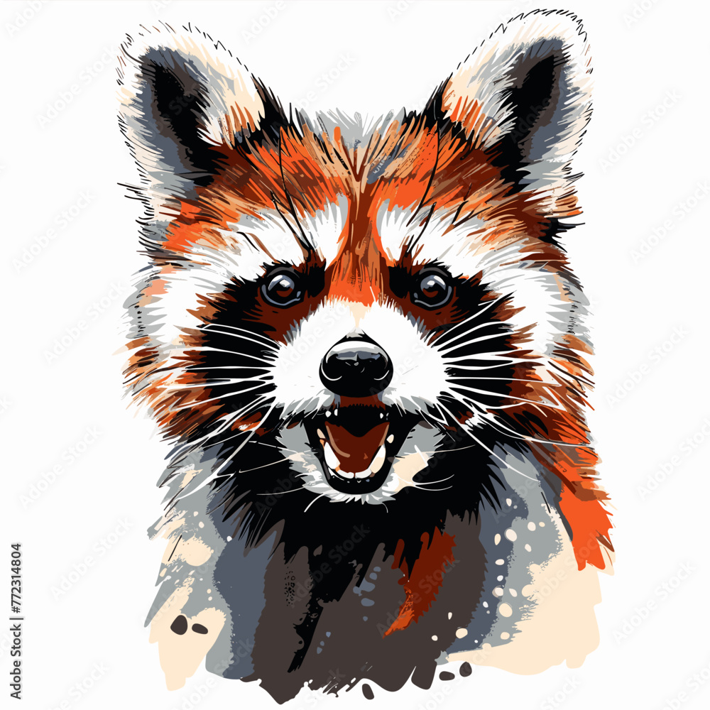 Portrait of a red panda. Vector illustration on white background