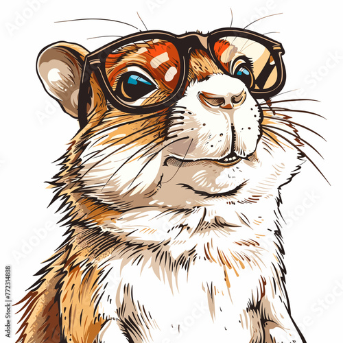 Funny hamster in sunglasses. Vector illustration of a cat in sunglasses