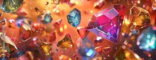 a colorful abstract background with many different shapes and sizes of diamonds on it