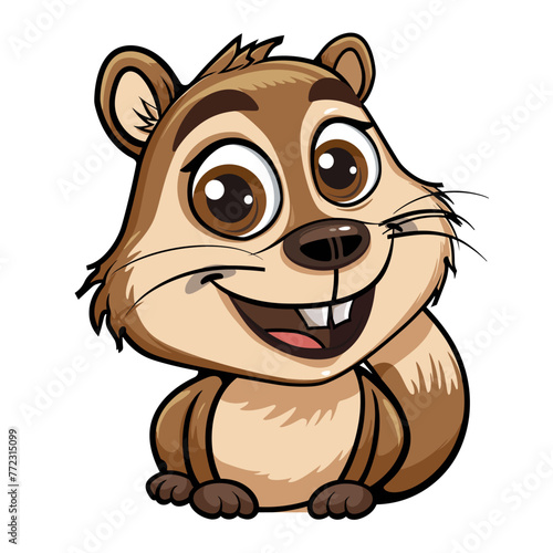 Cute chipmunk cartoon isolated on white background. Vector illustration