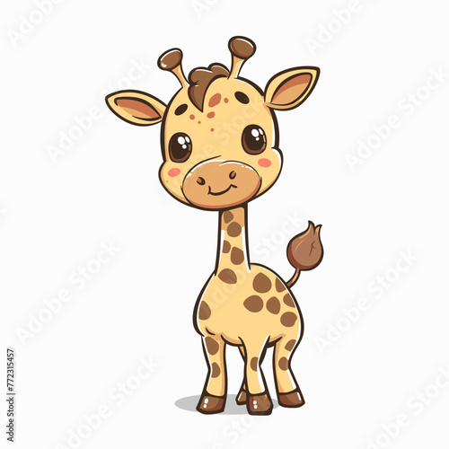 Cute giraffe character. Vector illustration isolated on white background