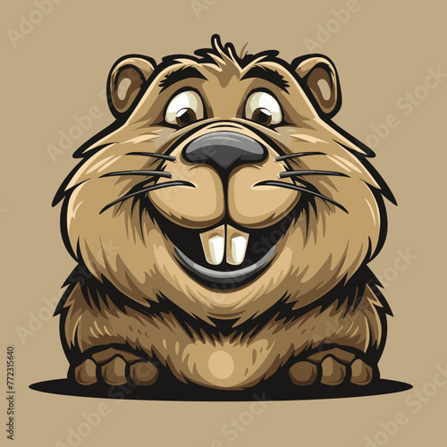 Cartoon beaver vector illustration. Cute cartoon beaver