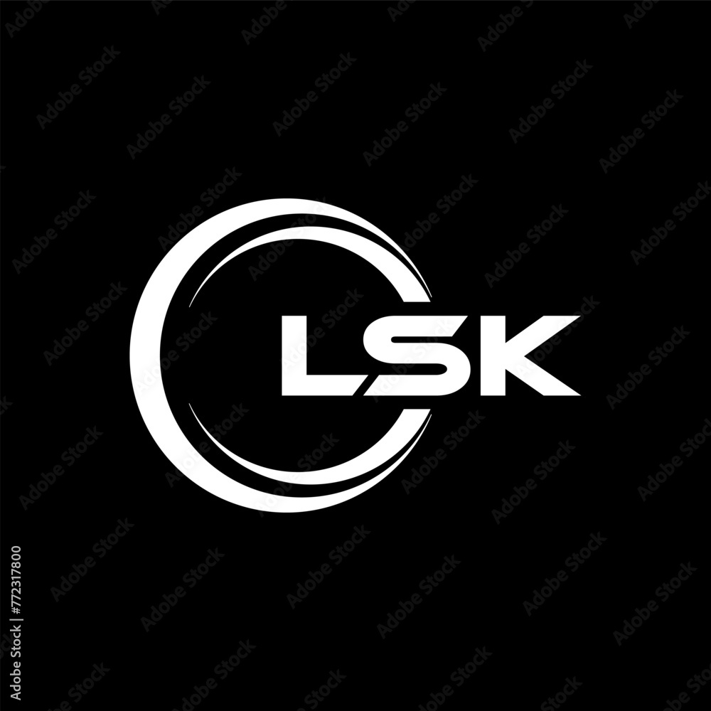 LSK letter logo design in illustration. Vector logo, calligraphy ...