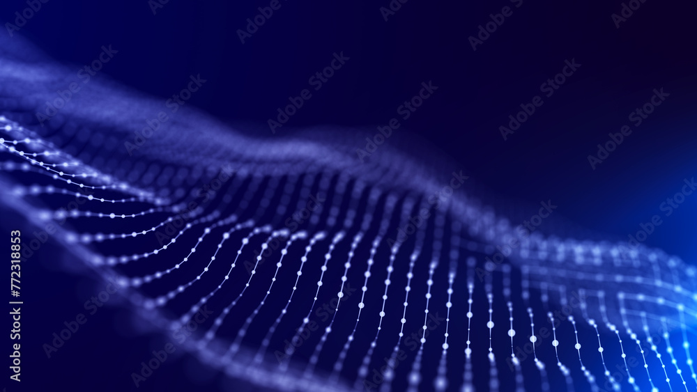 Abstract wave. Interweaving of dots and lines on a blue background. Big data. 3D rendering. Abstract wave. Interweaving of dots and lines on a blue background. Big data. 3D rendering.