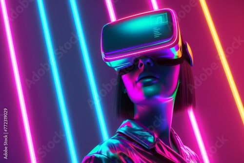 Futuristic Woman in Neon Virtual Reality © Jammy
