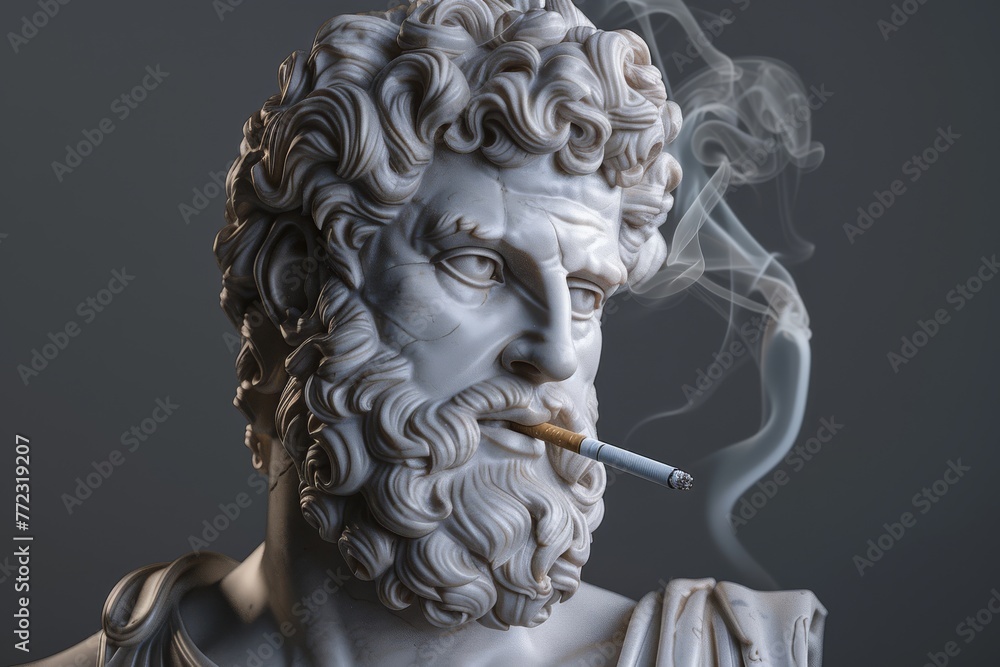 Statue with Cigarette Conceptual Art