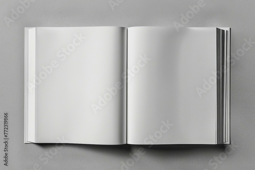 Blank White Open Book on Plain Background