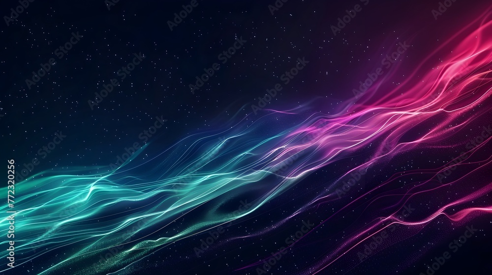 Obraz premium Mesmerizing Digital Aurora Borealis Vibrant Abstract Lights Swirling in the Cosmic Nightscape