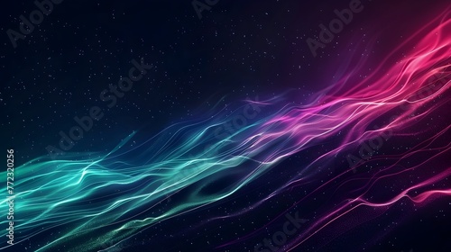 Mesmerizing Digital Aurora Borealis Vibrant Abstract Lights Swirling in the Cosmic Nightscape © Benjawan