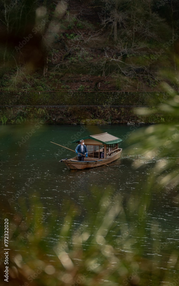 Selective focus of a Boat in Arashiyama, Kyoto, Japan