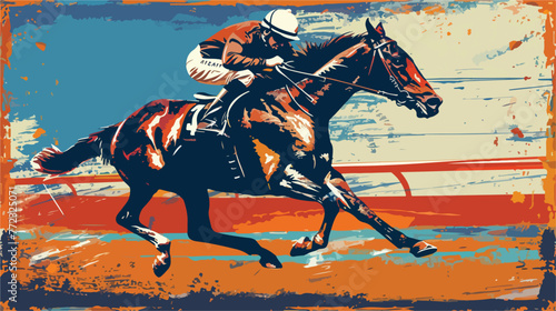 Horse racing over grunge background Vector illustration