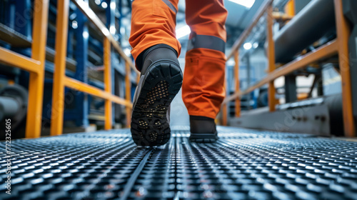Safety matting in a high-traffic work area, preventing slips and falls photo