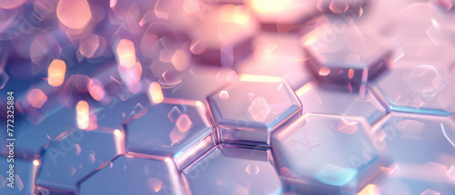 3D hexagons representing a strong skin barrier enhanced by ceramides, background softly blurred