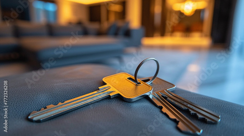 Keychain on a table in the living room.