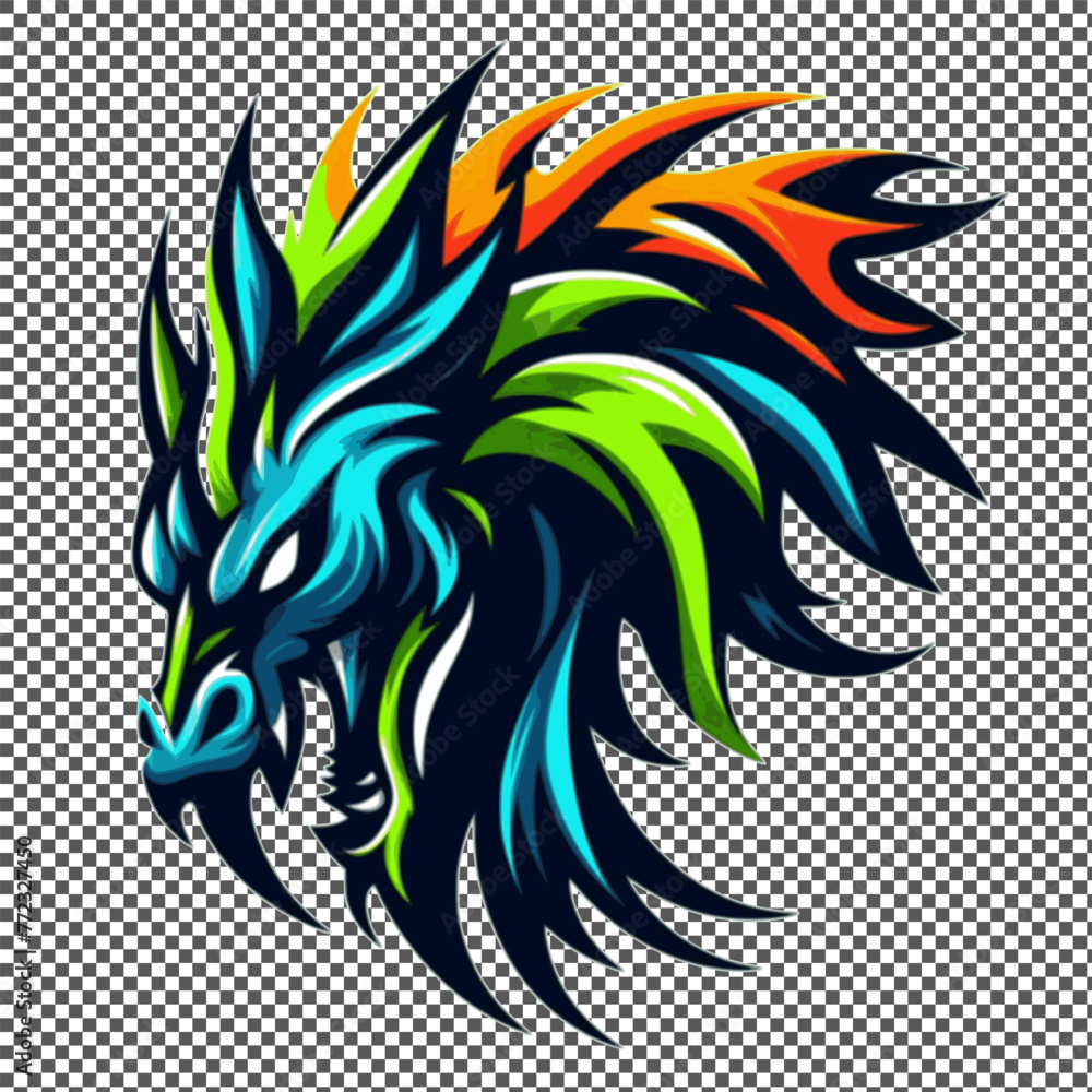 Naklejka premium vector style of dragon, menacing creature suitable for a logo with a tranasparent background
