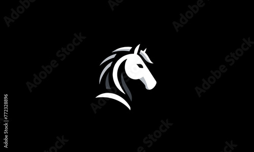 minimal logo design of horses , horse logo in black and white  photo
