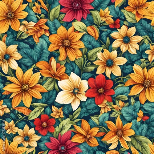 Seamless Floral Pattern  Seamless Colorful Floral Background 