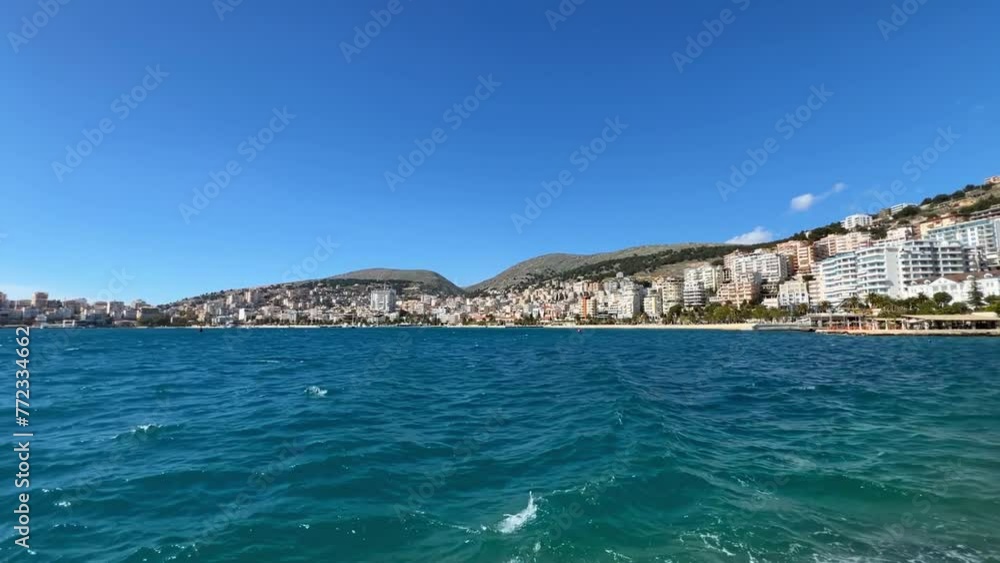 Behold the breathtaking Sarandë vista, where azure waters meet the rugged coastline, offering a picturesque blend of natural beauty and coastal allure Behold the breathtaking Sarandë vista, where azure waters meet the rugged coastline, offering a picturesque blend of natural beauty and coastal allure