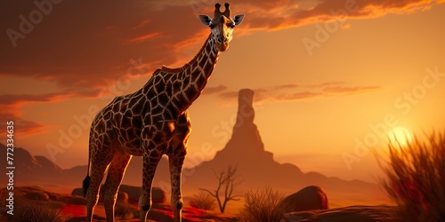 Picture a giraffe with a strong sense of focus  its steady gaze and deliberate movements