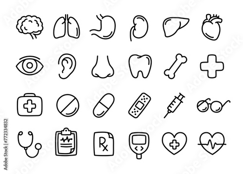 Health and medicine line icon set © sudowoodo