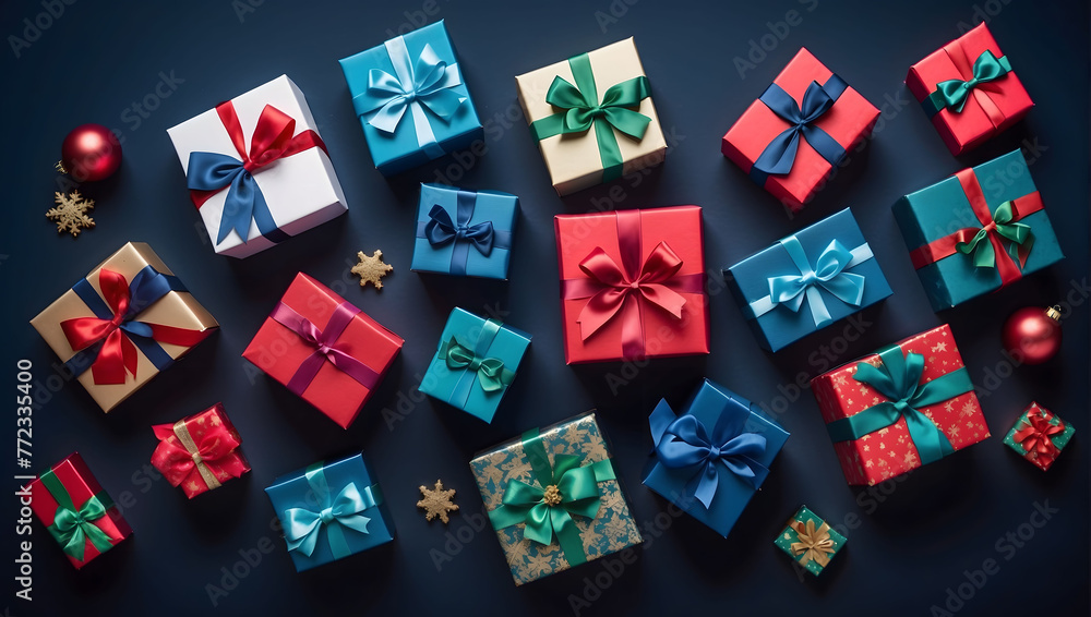 colorful small gift boxes with fancy bows and ribbons colorful small gift boxes with fancy bows and ribbons