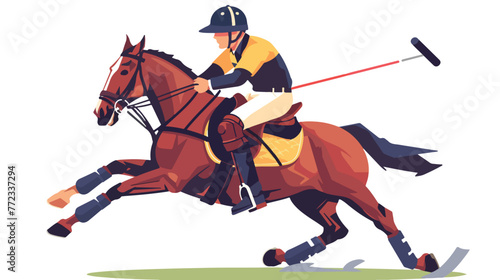Polo Sport Player on horseback Vector illustration